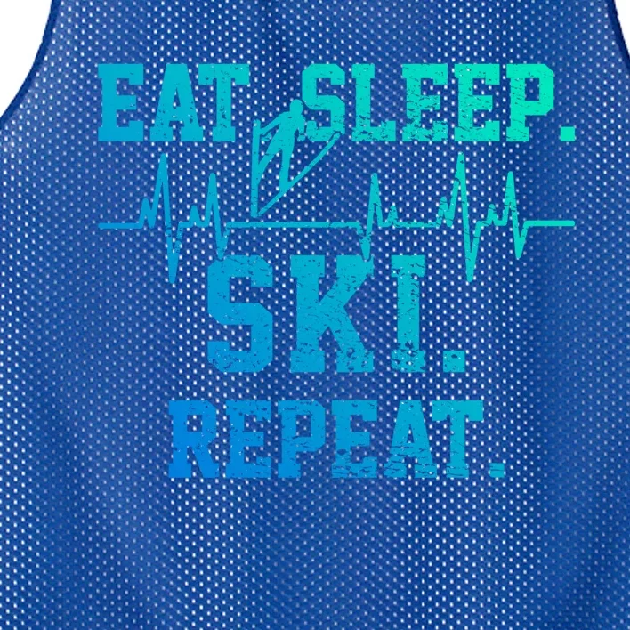 Ski Skiing Heartbeat Gift Mesh Reversible Basketball Jersey Tank