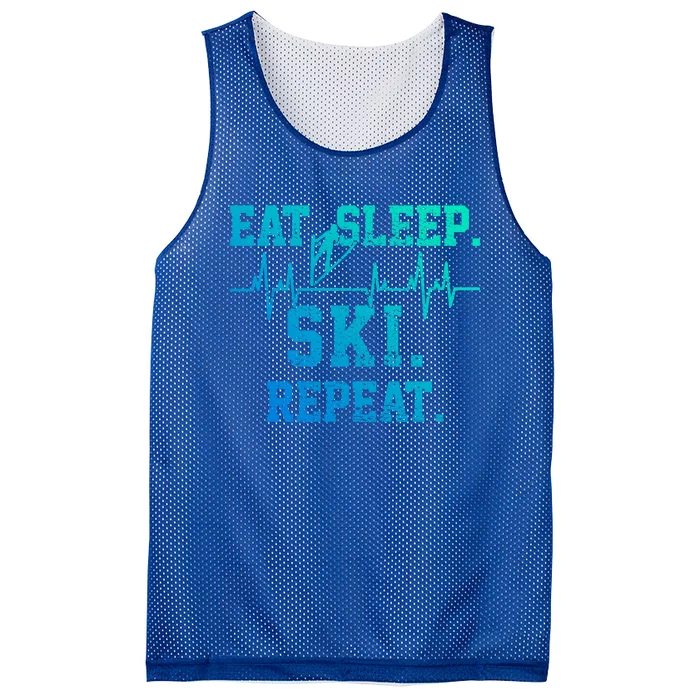 Ski Skiing Heartbeat Gift Mesh Reversible Basketball Jersey Tank