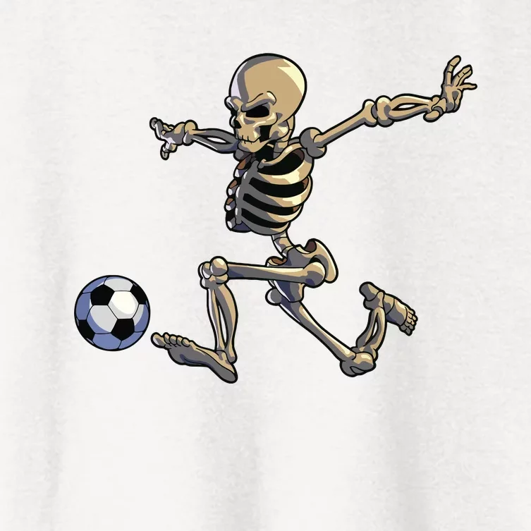 Soccer Skeleton Halloween Boy Soccer Player Halloween Women's Crop Top Tee