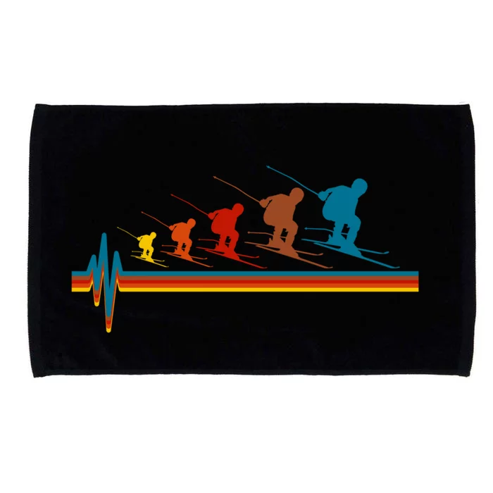 Skiing Ski Heartbeat Skier Retro Vintage Great Gift Microfiber Hand Towel