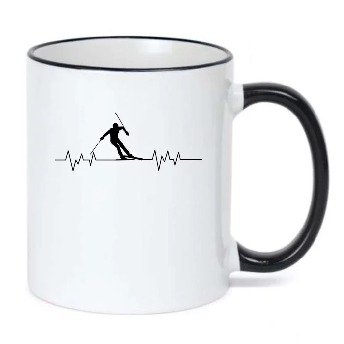 Skiing Ski Heartbeat For Skiers Gift Black Color Changing Mug