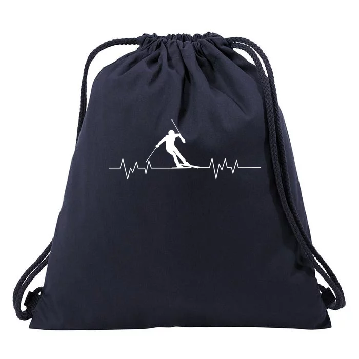 Skiing Ski Heartbeat For Skiers Gift Drawstring Bag