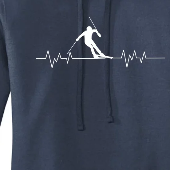 Skiing Ski Heartbeat For Skiers Gift Women's Pullover Hoodie