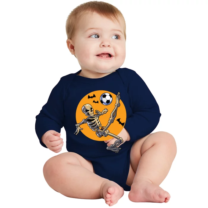 Soccer Skeleton Halloween Skeleton Soccer Player Baby Long Sleeve Bodysuit