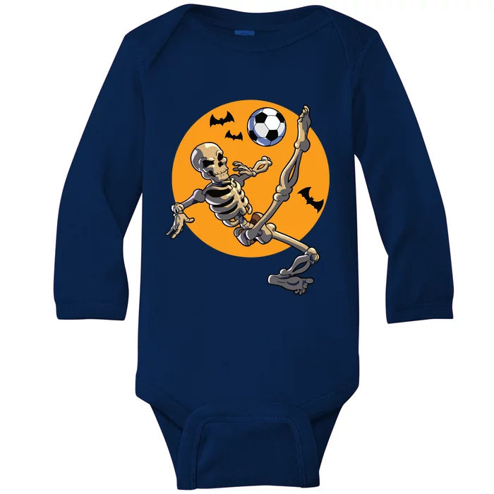 Soccer Skeleton Halloween Skeleton Soccer Player Baby Long Sleeve Bodysuit