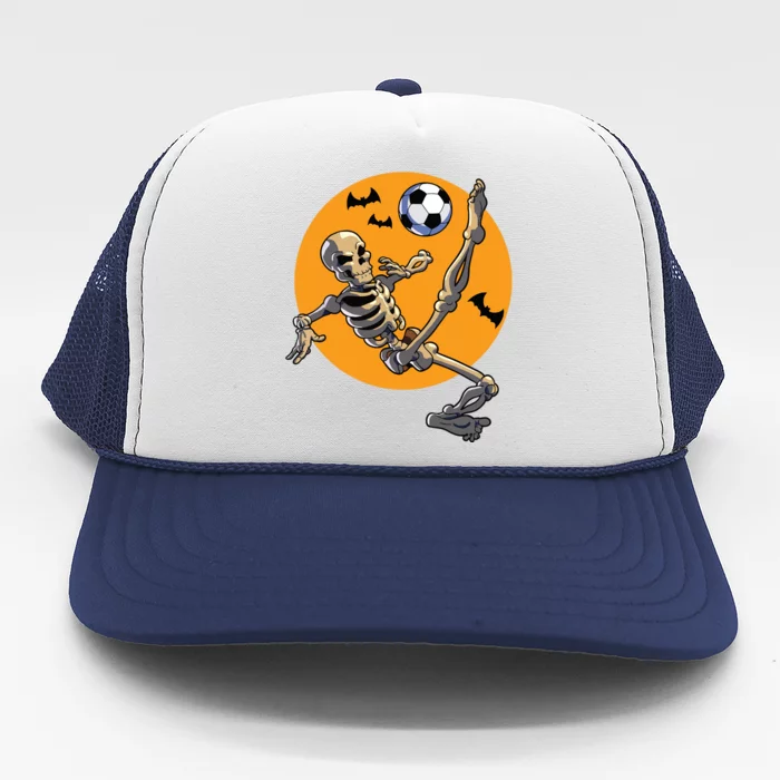 Soccer Skeleton Halloween Skeleton Soccer Player Trucker Hat