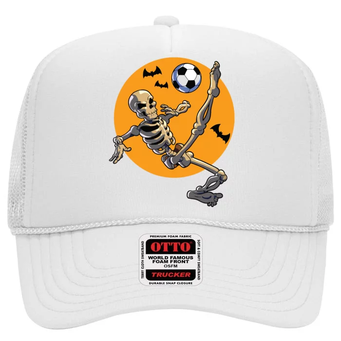 Soccer Skeleton Halloween Skeleton Soccer Player High Crown Mesh Trucker Hat