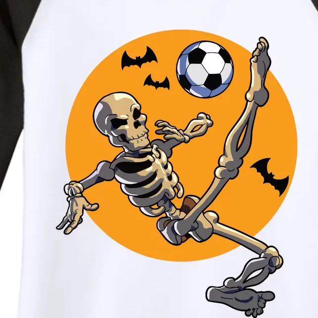 Soccer Skeleton Halloween Skeleton Soccer Player Women's Tri-Blend 3/4-Sleeve Raglan Shirt