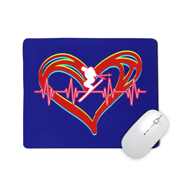 Snow Skiing Heartbeat Skiing Lover Adrenaline Junkie Gift Mousepad