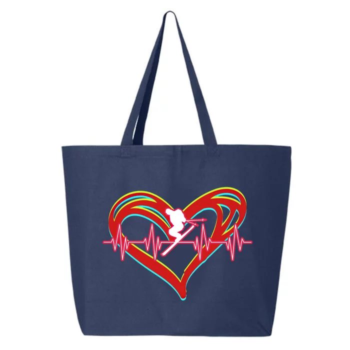 Snow Skiing Heartbeat Skiing Lover Adrenaline Junkie Gift 25L Jumbo Tote