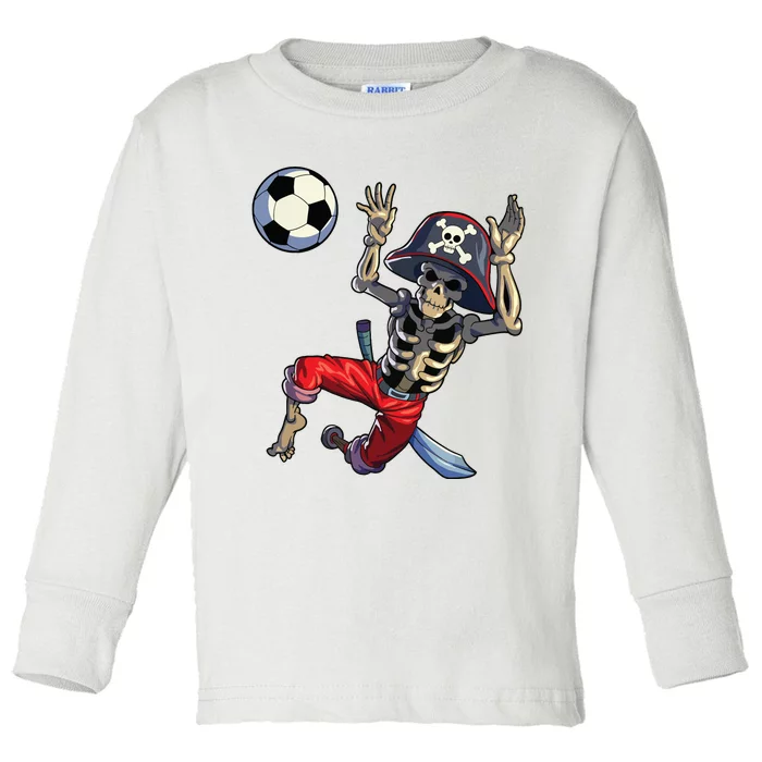 Soccer Skeleton Halloween Soccer Goalkeeper Pirate Halloween Toddler Long Sleeve Shirt