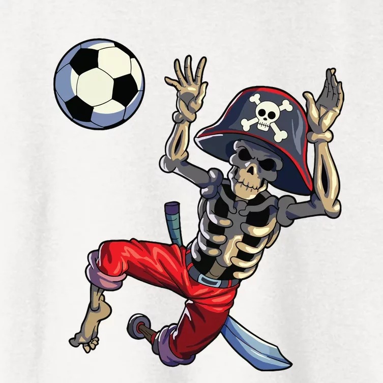 Soccer Skeleton Halloween Soccer Goalkeeper Pirate Halloween Women's Crop Top Tee