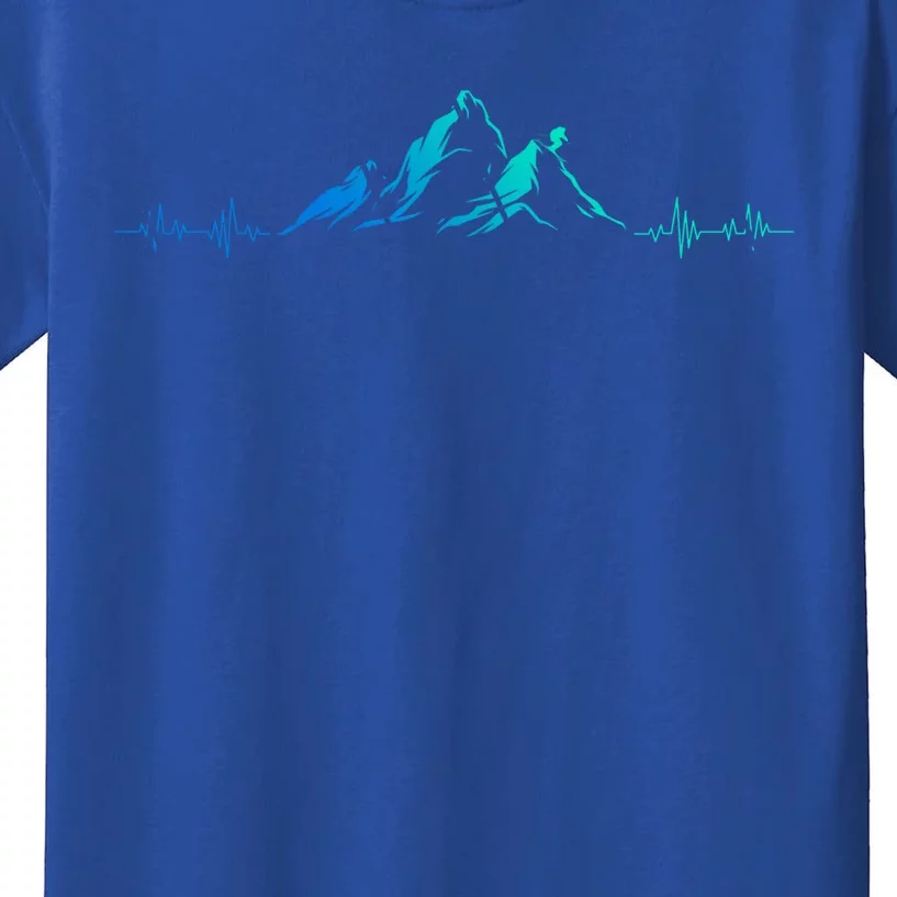 Ski Skis Heartbeat Mountains Retro Skiing Ecg Gift Kids T-Shirt