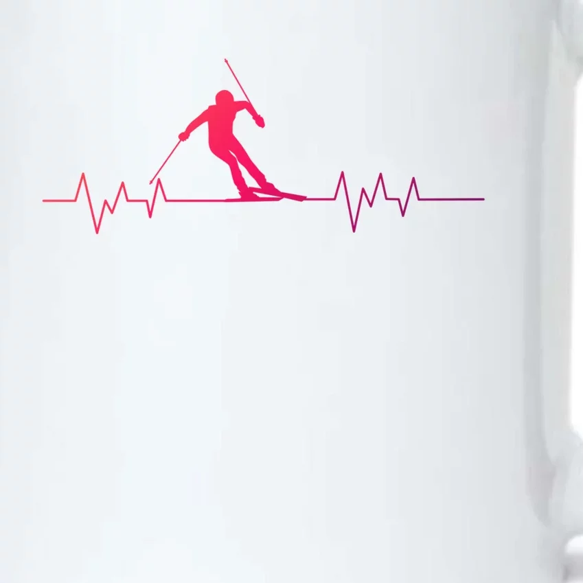 Skiing Ski Heartbeat For Skiers Great Gift Black Color Changing Mug