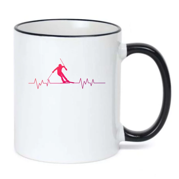 Skiing Ski Heartbeat For Skiers Great Gift Black Color Changing Mug