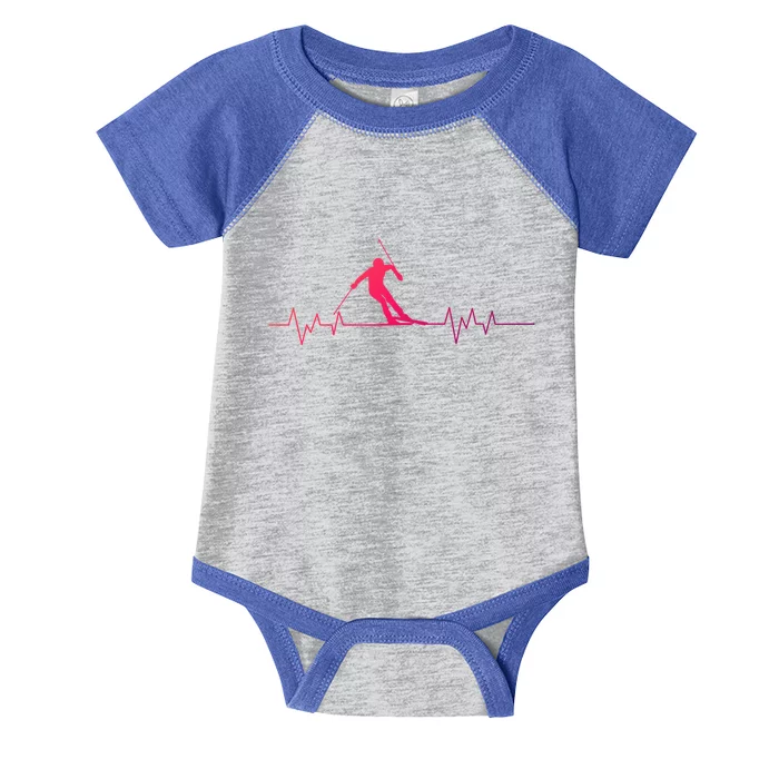 Skiing Ski Heartbeat For Skiers Great Gift Infant Baby Jersey Bodysuit