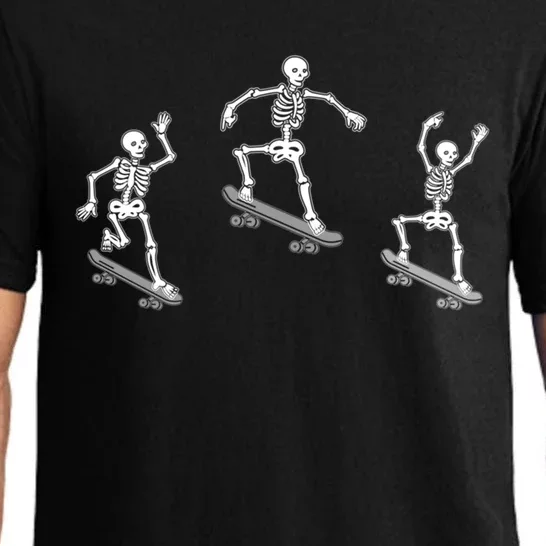 Skateboarding Skeletons Halloween Skateboard Tricks Lover Gift Pajama Set