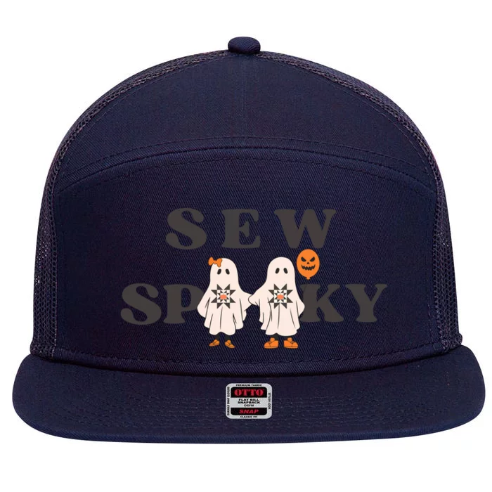 Sew Spooky Halloween Sewing Cute Ghoul 7 Panel Mesh Trucker Snapback Hat