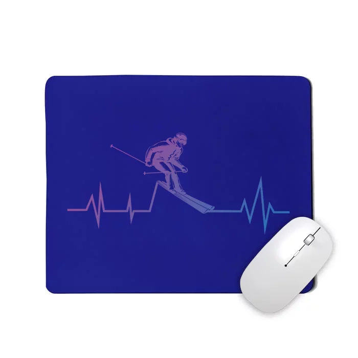 Skiing Ski Heartbeat Funny Skier Skiing Funny Gift Mousepad