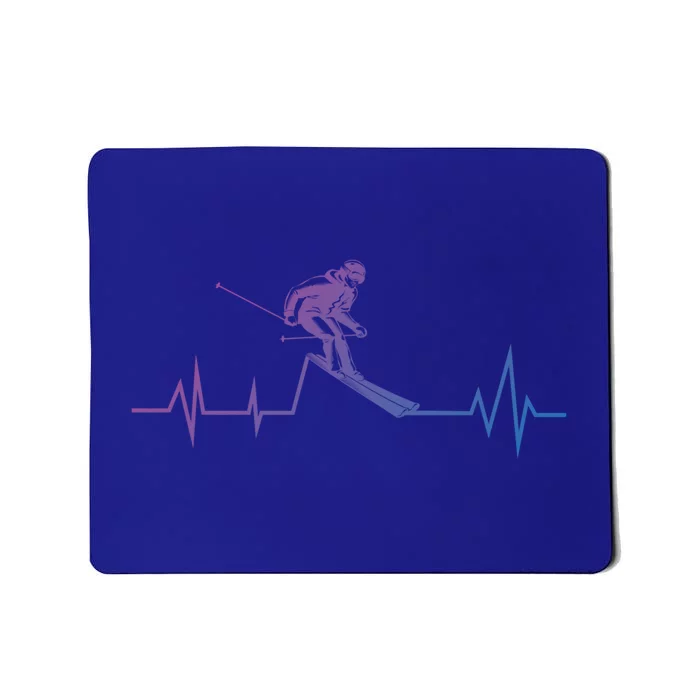 Skiing Ski Heartbeat Funny Skier Skiing Funny Gift Mousepad