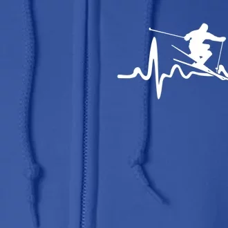 Skiing Skier Heartbeat Gift Full Zip Hoodie