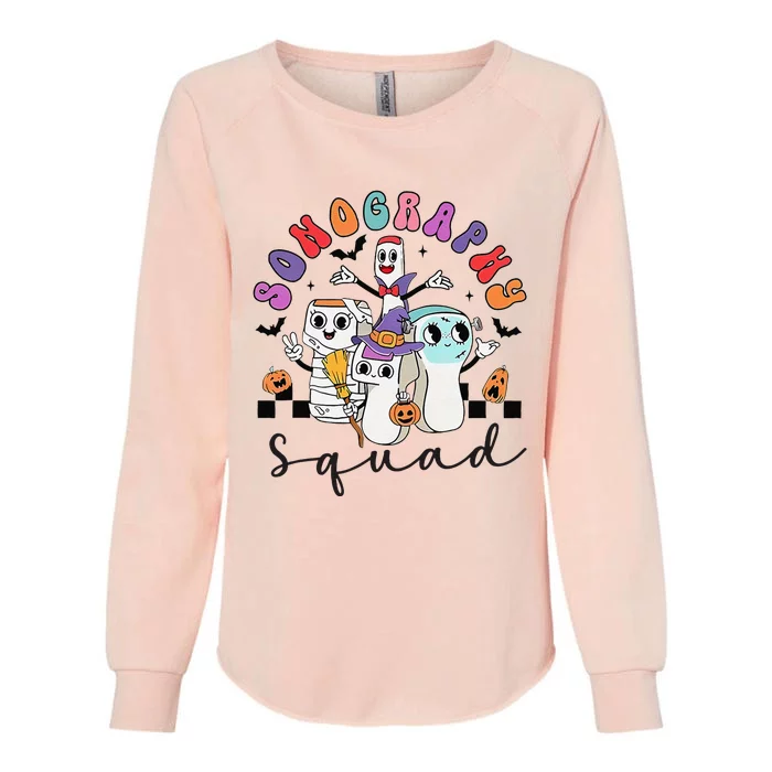 Sonography Squad Halloween Retro Ultrasound Technologist Womens California Wash Sweatshirt