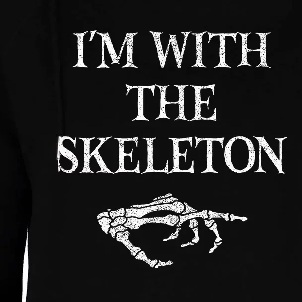 Scary Skull Halloween I’m With The Skeleton Hand Womens Funnel Neck Pullover Hood