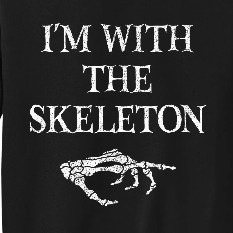 Scary Skull Halloween I’m With The Skeleton Hand Tall Sweatshirt