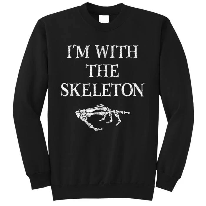 Scary Skull Halloween I’m With The Skeleton Hand Tall Sweatshirt