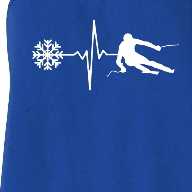 Skiing Skier Heartbeat Skiing Cool Gift Women's Racerback Tank