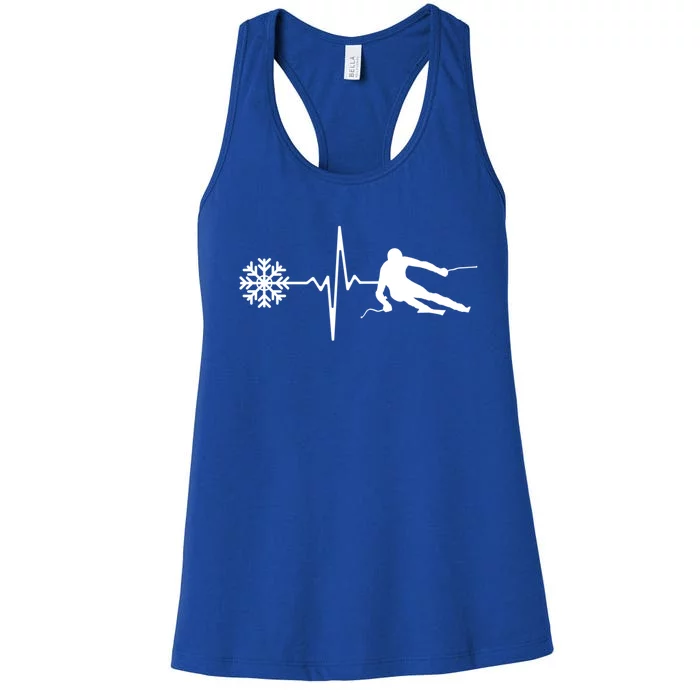 Skiing Skier Heartbeat Skiing Cool Gift Women's Racerback Tank