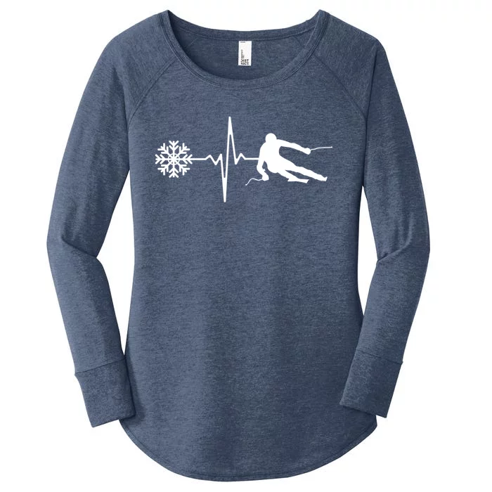 Skiing Skier Heartbeat Skiing Cool Gift Women's Perfect Tri Tunic Long Sleeve Shirt