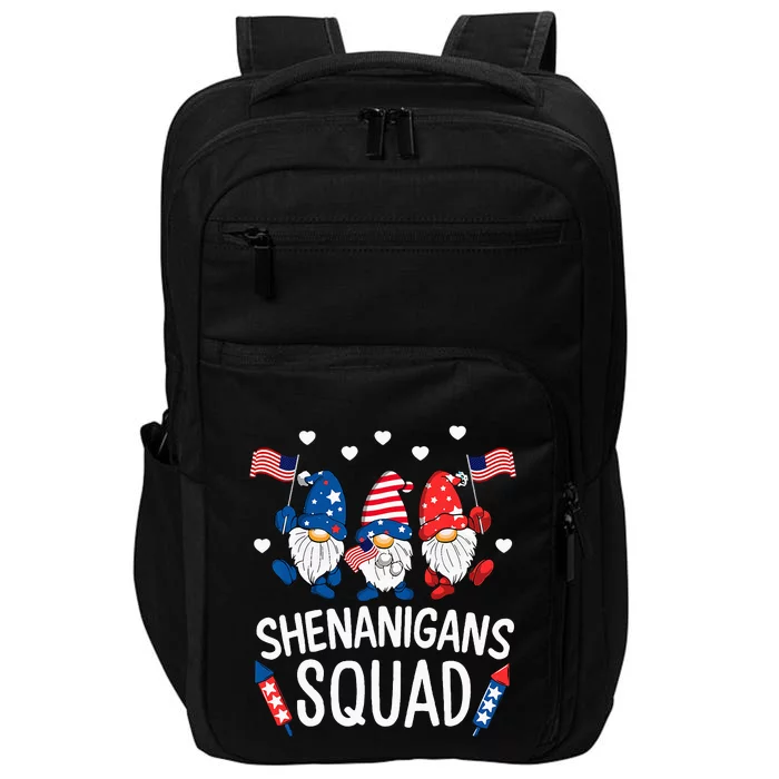 Shenanigans Squad Happy 4th Of July Funny Gnome Patriotic Impact Tech Backpack