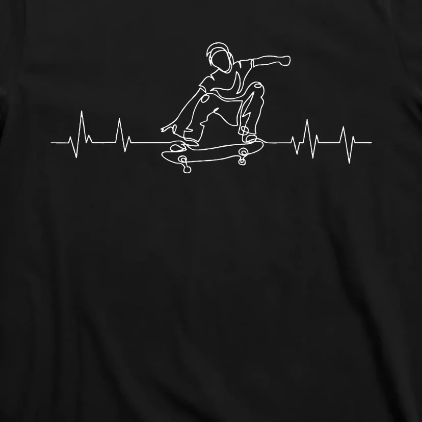 Skater Skateboarder Heartbeat Skateboard Skateboarding Gift T-Shirt