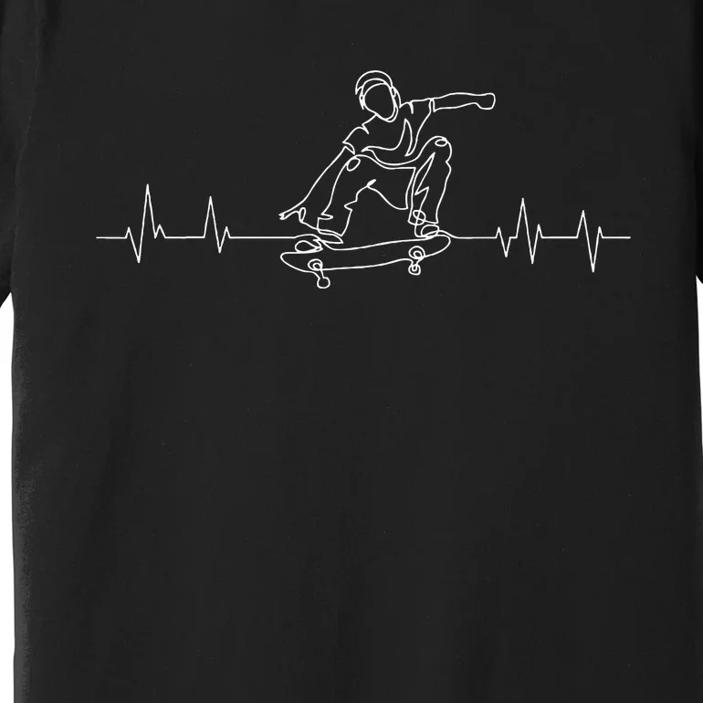 Skater Skateboarder Heartbeat Skateboard Skateboarding Gift Premium T-Shirt