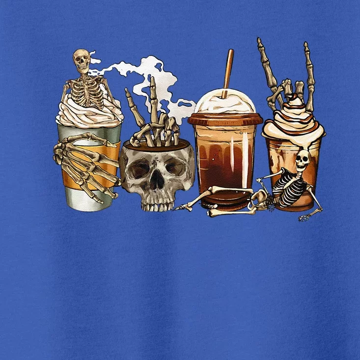 Spooky Season Halloween Pumpkin Spice Coffee Skeleton Toddler T-Shirt