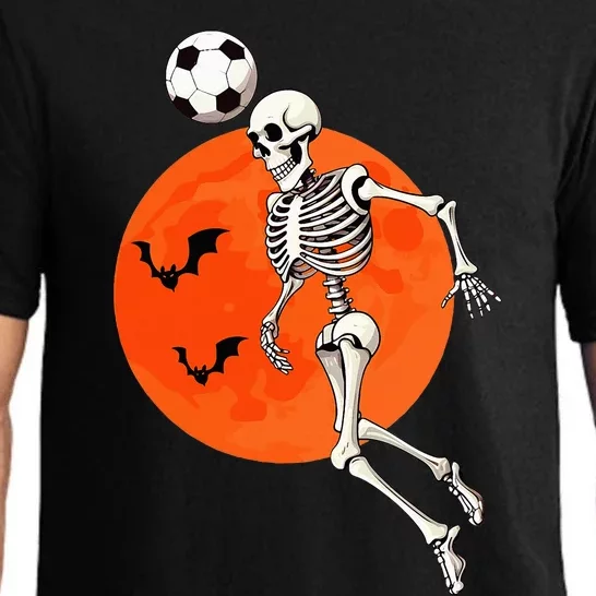 Soccer Skeleton Heading Ball Soccer Player Halloween Moon Pajama Set