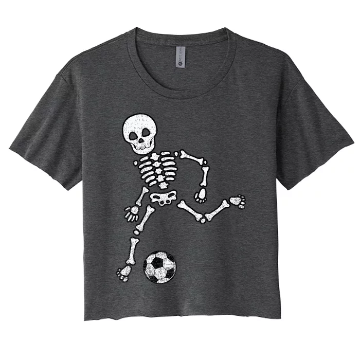 Skeleton Soccer Halloween Sport Player Costume Women's Crop Top Tee