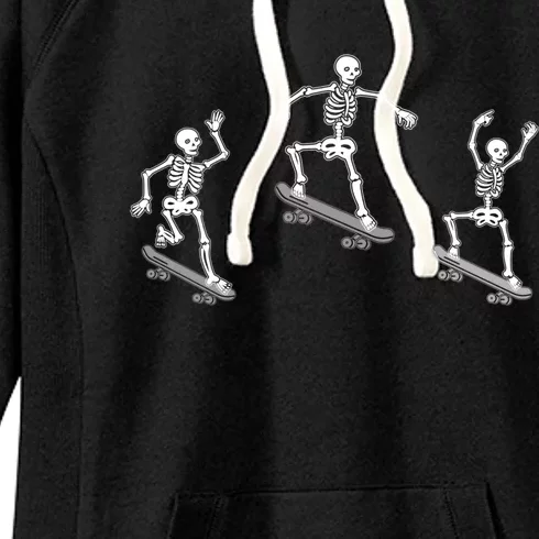 Skateboarding Skeletons Halloween Skateboard Tricks Lover Cool Gift Women's Fleece Hoodie