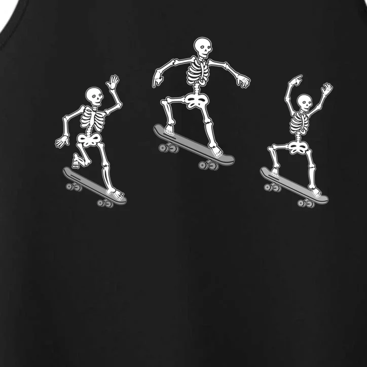 Skateboarding Skeletons Halloween Skateboard Tricks Lover Cool Gift Performance Tank