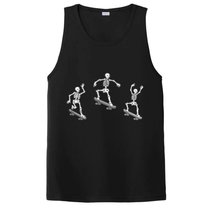 Skateboarding Skeletons Halloween Skateboard Tricks Lover Cool Gift Performance Tank