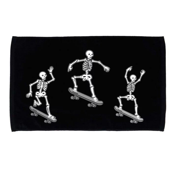 Skateboarding Skeletons Halloween Skateboard Tricks Lover Cool Gift Microfiber Hand Towel