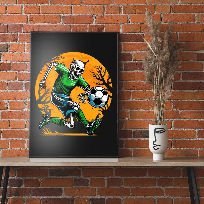 Soccer Skeleton Halloween Football Spooky Soccer Player Poster