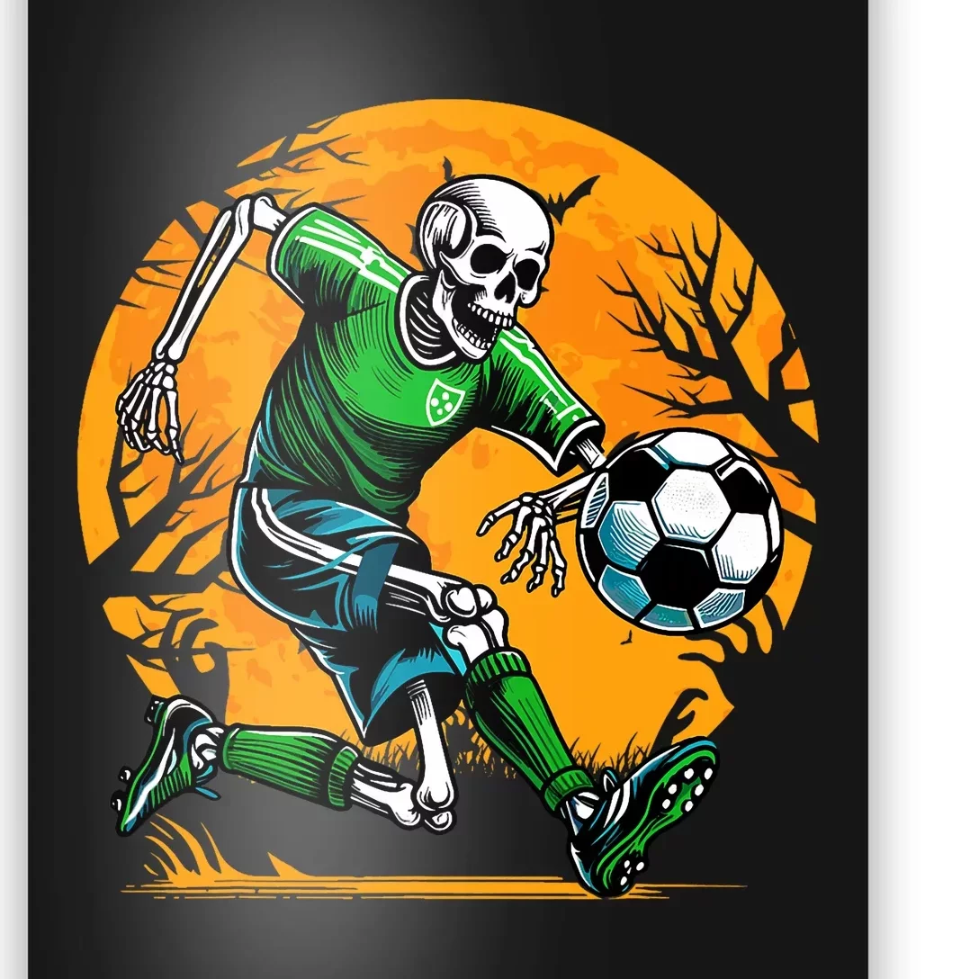 Soccer Skeleton Halloween Football Spooky Soccer Player Poster