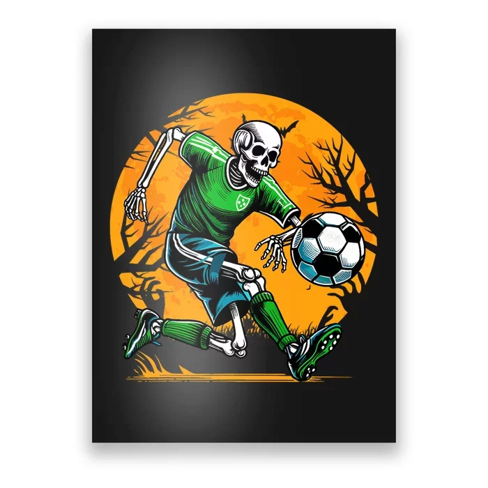 Soccer Skeleton Halloween Football Spooky Soccer Player Poster