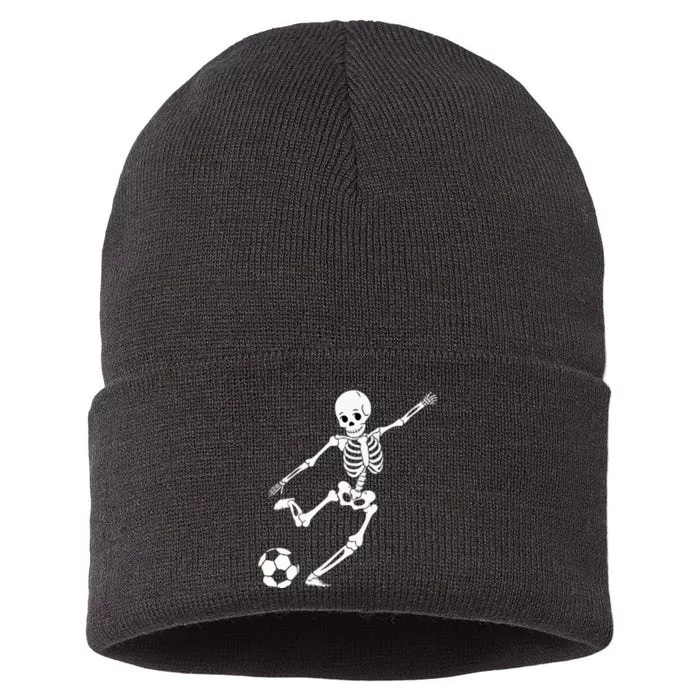 Soccer Skeleton Halloween Soccer Player Halloween Sustainable Knit Beanie