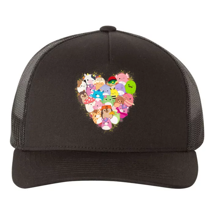 Squish Squad Heart Valentine Cute Yupoong Adult 5-Panel Trucker Hat