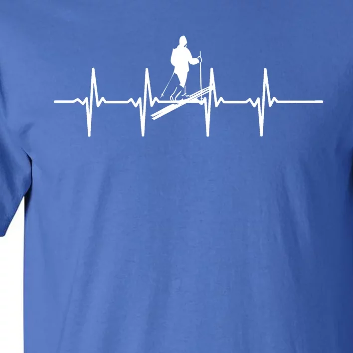 Ski Skiing Heartbeat Skier Gift Tall T-Shirt