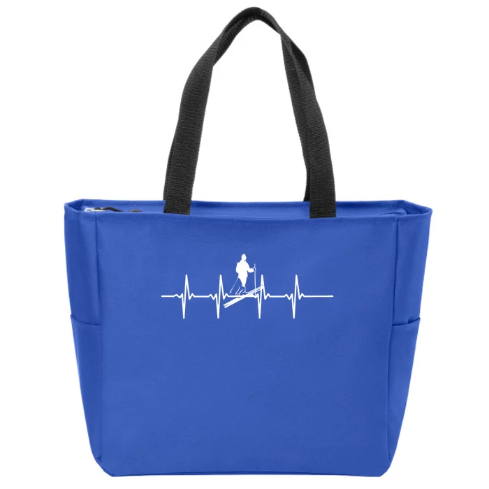 Ski Skiing Heartbeat Skier Gift Zip Tote Bag