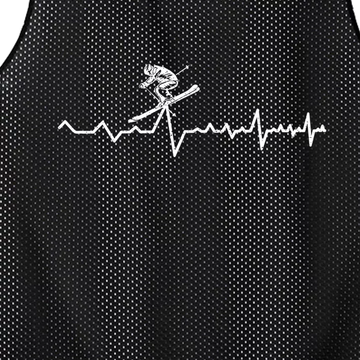 Skiing Ski Heartbeat Gift For Skiers Mesh Reversible Basketball Jersey Tank